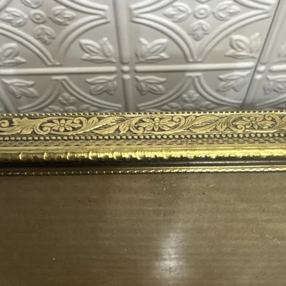 Vintage Metal Picture Frame Glass Easel Ornate Design 8x10 MCM Decor Heavy